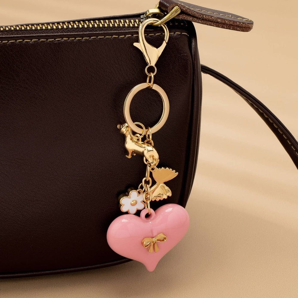 Pink Heart Charm Keychain - Picture 2 of 2